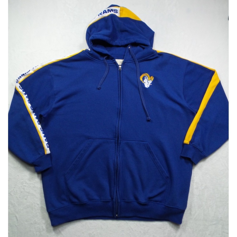Los Angeles Rams Sweatshirt Mens Size 3XL Blue Fanatics Full Zip Hooded NFL
